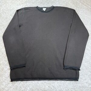 Armani Collezioni Mens Sweater XL Brown Knit Long Sleeve Pullover Silk Blend Y2K
